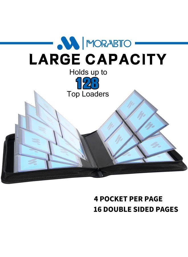 MORABTO Toploader Binder, Holds 128 Top Loaders,4 Pocket Top Loader Binders for 3" x 4" Rigid Cards,Card Album Folder for Hard Plastic Top Loaders -Pink - Image 3