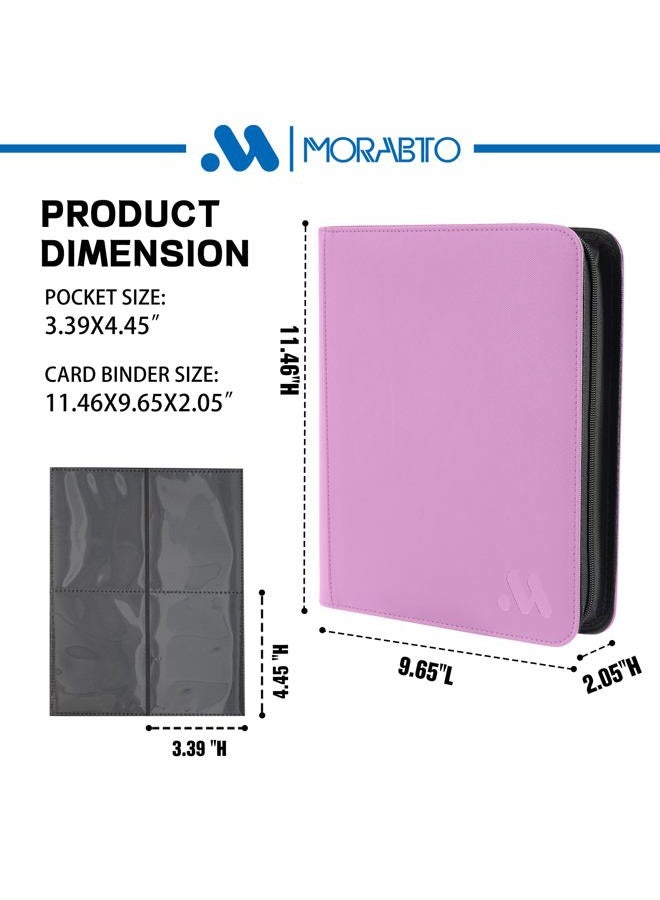 MORABTO Toploader Binder, Holds 128 Top Loaders,4 Pocket Top Loader Binders for 3" x 4" Rigid Cards,Card Album Folder for Hard Plastic Top Loaders -Pink - Image 2