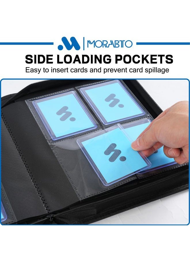 MORABTO Toploader Binder, Holds 128 Top Loaders,4 Pocket Top Loader Binders for 3" x 4" Rigid Cards,Card Album Folder for Hard Plastic Top Loaders -Pink - Image 4