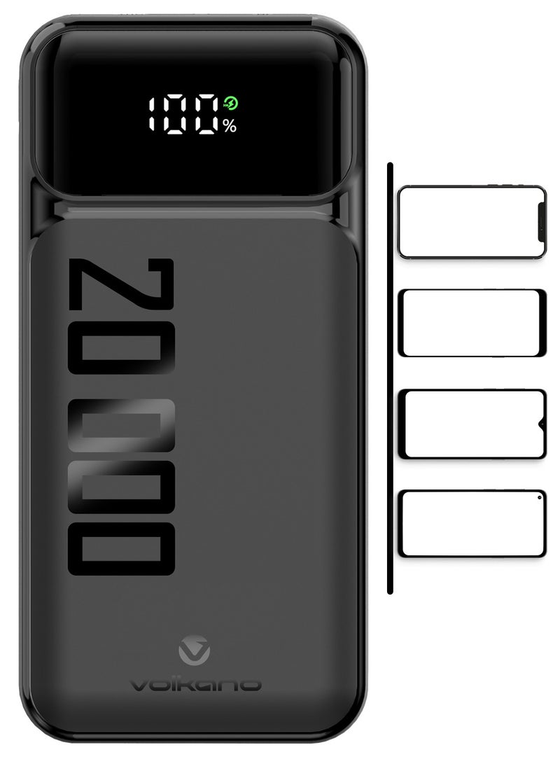 Volkano 20000 mAh Volkano Roma Series PD 22.5 W Power Bank – Simultaneous Charging for Smartphones, Tablets, Gaming Devices – Compact, Travel-Friendly Design, LED Digital Display, Black - Image 5
