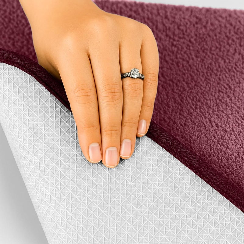 enera Microfibre Bath Mat | Soft & Absorbent 1700 GSM | Non-Slip Latex Backing | Quick Dry, Washable Multipurpose Floor Mat for Bathroom, Bedroom, Kitchen & Home (Stello 40 x 60 cm) (Ruby Maroon) - Image 5