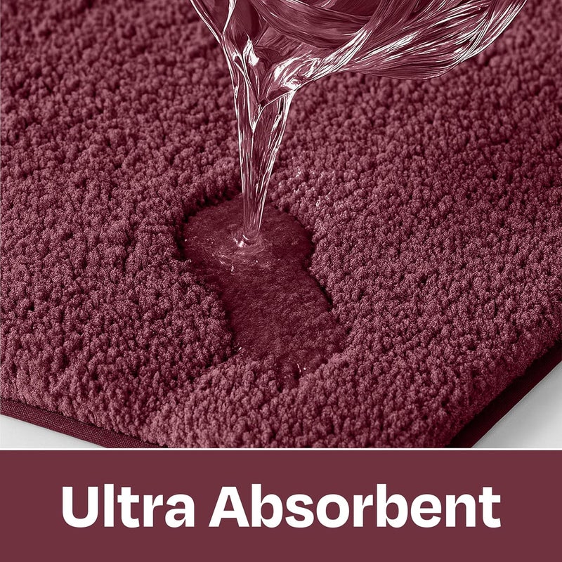 enera Microfibre Bath Mat | Soft & Absorbent 1700 GSM | Non-Slip Latex Backing | Quick Dry, Washable Multipurpose Floor Mat for Bathroom, Bedroom, Kitchen & Home (Stello 40 x 60 cm) (Ruby Maroon) - Image 4