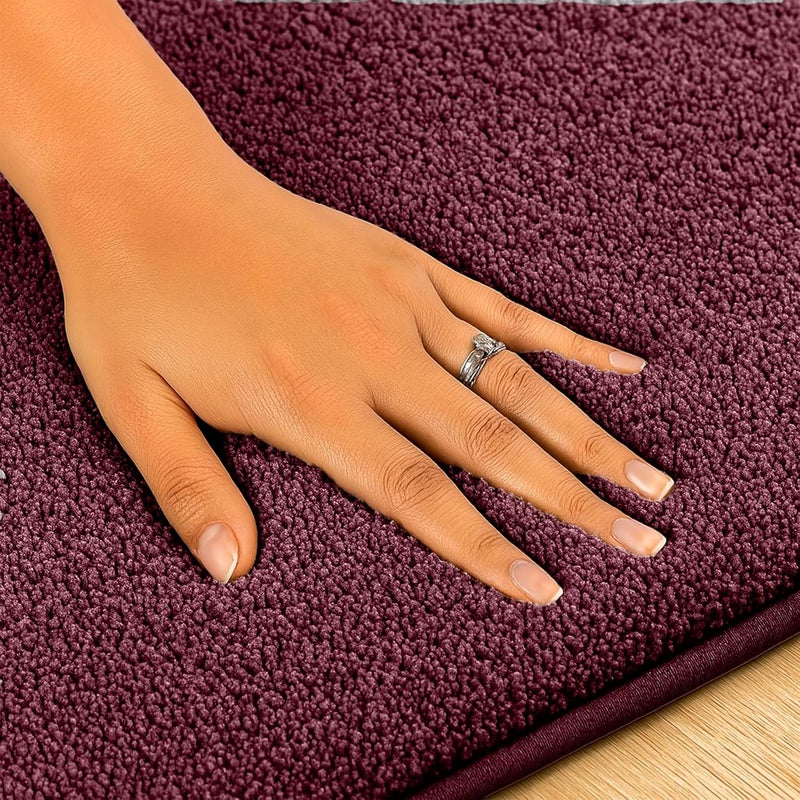 enera Microfibre Bath Mat | Soft & Absorbent 1700 GSM | Non-Slip Latex Backing | Quick Dry, Washable Multipurpose Floor Mat for Bathroom, Bedroom, Kitchen & Home (Stello 40 x 60 cm) (Ruby Maroon) - Image 3