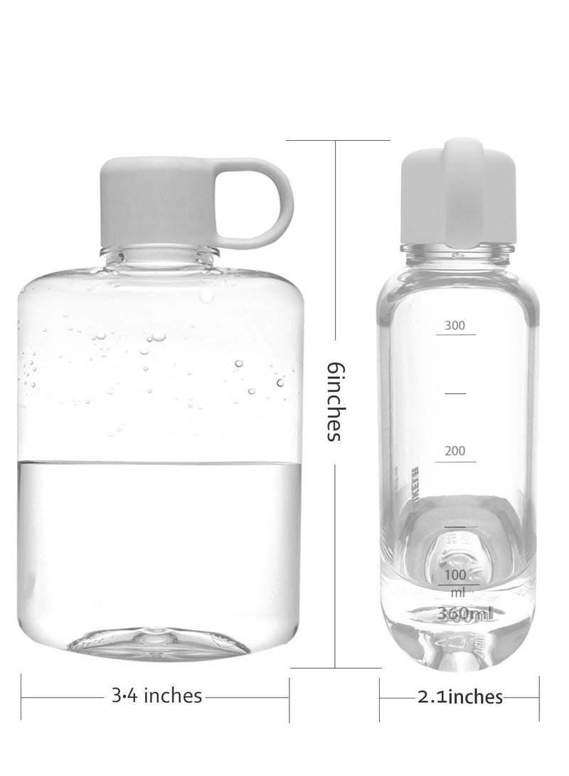 SYOSI SYOSI Portable Flat Water Bottle, BPA Free Tritan Plastic Travel Water Bottle, Bottle for Sports Camping Gym Fitness Outdoor 12 oz Fit in Any Bag (White) - Image 2