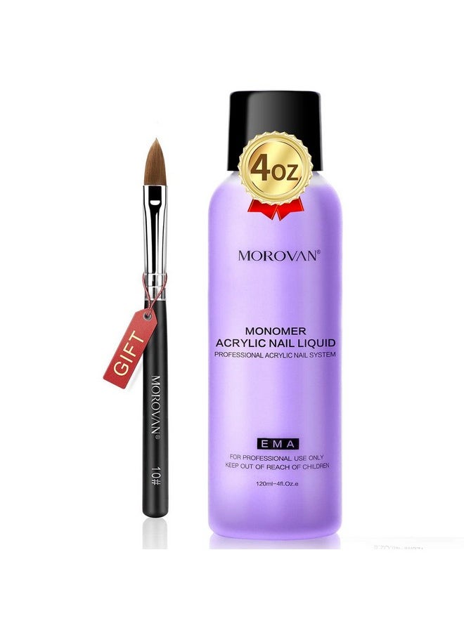 morovan Monomer Acrylic Nail Liquid 4 Oz: Acrylic Liquid Monomer For Acrylic Powder Acrylic Nail Extension With Acrylic Brush For Beginners Diy At Home Non-Yellowing  - Image 1