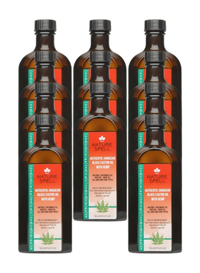 Nature Spell 11 Pieces Authentic Jamaican Black Castor Oil With Hemp For All Hair And Skin Types 150ml - Image 1
