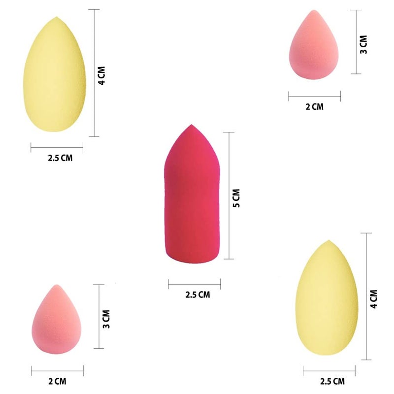 Tandem Makeup Beauty Blender different Size different Shapes Sponge Super Soft Cosmetics Puff Blender For Powder Liquid Cream Foundation Tool Wet and Dry Use Pack of 5 - Image 2