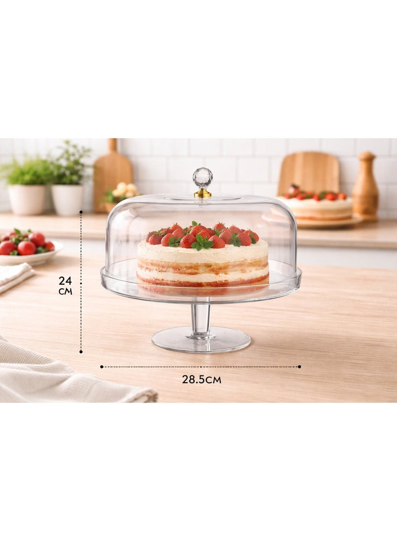 بن شاهون 🍰 ستاند كيك أكريليك بغطاء شفاف – أناقة في تقديم الحلويات | مقاس 28.5 × 24 سم - Image 1