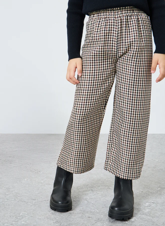 Styli Checked Elastic Waist Pants