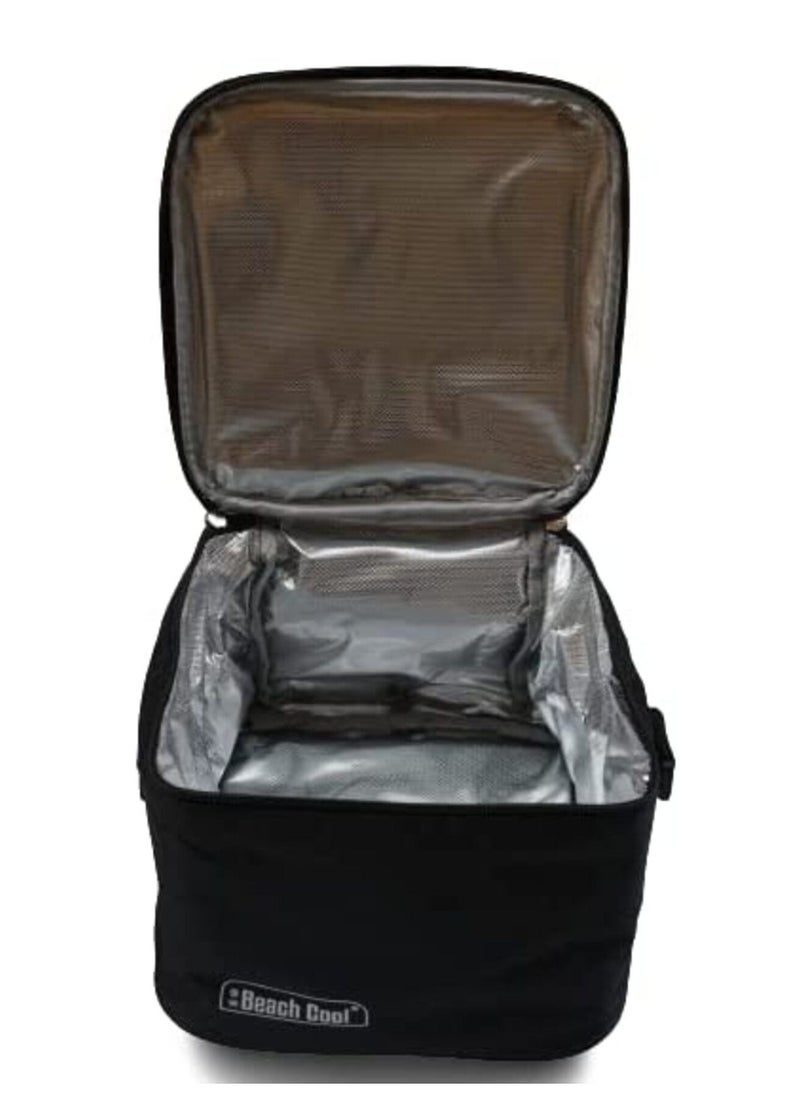 Beach Cool Hot and Cold Lunch Bag - Padded and High Quality Material - Adjustable Strap - 5 Liter - Black  - Image 2