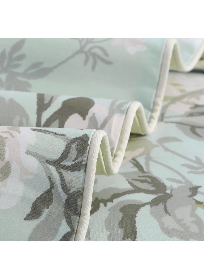 Brandream Brandream French Country Garden Toile Floral Printed Duvet Quilt Cover Cotton Bedding Set Asian Style Tapestry Pattern Chinoiserie Peony Blossom Tree Branches Multicolored Design (Full, Mint Green)  - Image 3
