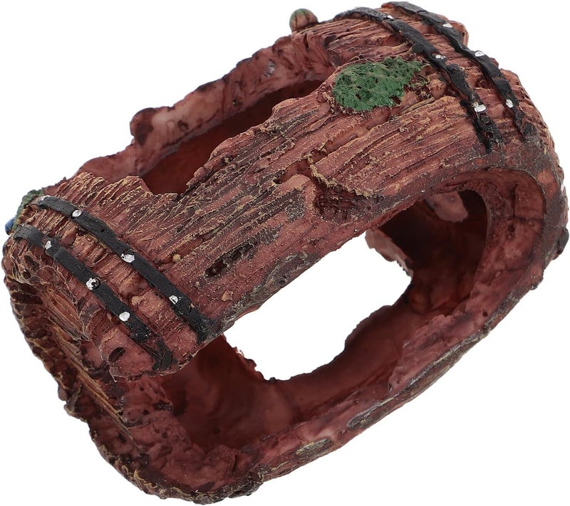 IMIKEYA Aquarium Shrimp Hideout Resin Barrel Ornament Large Red Fish Tank Decoration Shelter for Betta and Small Aquatic Pets - Image 1