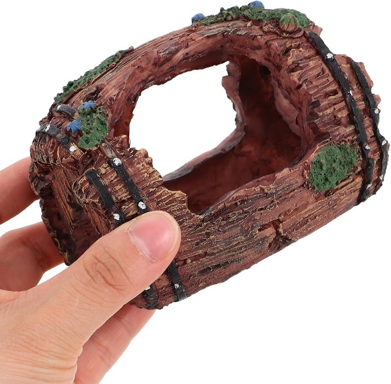 IMIKEYA Aquarium Shrimp Hideout Resin Barrel Ornament Large Red Fish Tank Decoration Shelter for Betta and Small Aquatic Pets - Image 4
