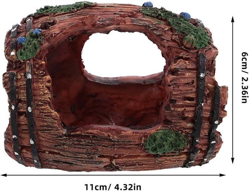 IMIKEYA Aquarium Shrimp Hideout Resin Barrel Ornament Large Red Fish Tank Decoration Shelter for Betta and Small Aquatic Pets - Image 2