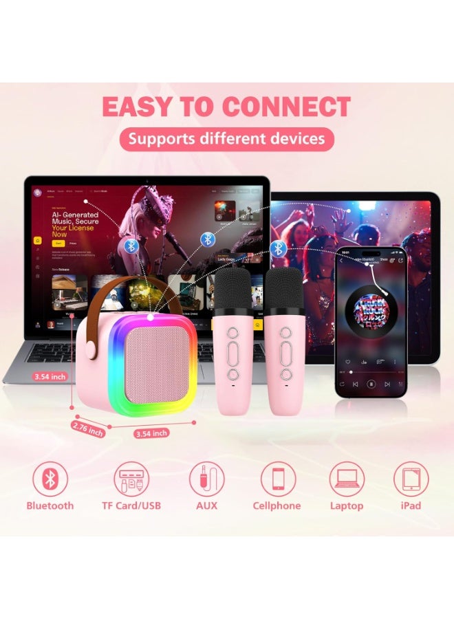 GTSOL Mini Karaoke speaker for Kids & Adults – Portable Bluetooth Speaker with 2 Wireless Microphones, Voice Changer, Birthday Gift & Music Toy for Girls Boys Ages 4–12+, Home & Family Party (Assorted Color) - Image 5