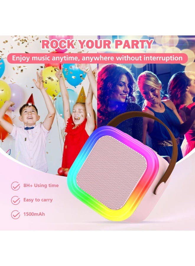 GTSOL Mini Karaoke speaker for Kids & Adults – Portable Bluetooth Speaker with 2 Wireless Microphones, Voice Changer, Birthday Gift & Music Toy for Girls Boys Ages 4–12+, Home & Family Party (Assorted Color) - Image 4