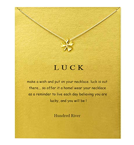 Baydurcan Clover Necklace Good Luck Clover Pendant Chain Necklace with Message Card Gifts for Women (clover) - Image 4