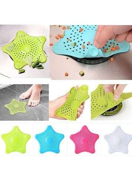 ASTRECA ASTRECA Silicone Star Shaped Sink Filter Bathroom Hair Catcher Drain Strainers Cover Trap Basin Drain Strainers Cover Trap Basin Multicolor Pack of 4  - Image 2
