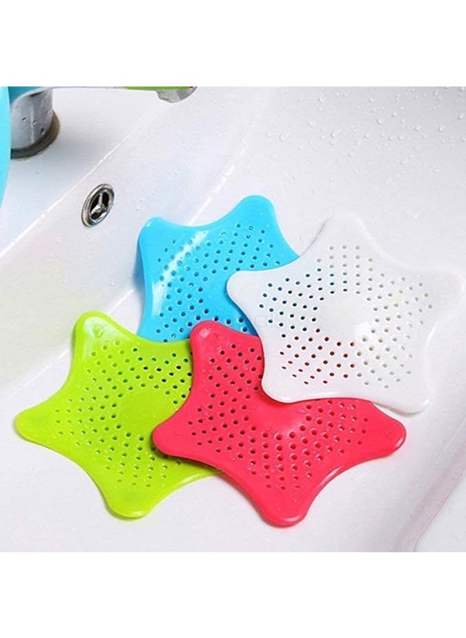 ASTRECA ASTRECA Silicone Star Shaped Sink Filter Bathroom Hair Catcher Drain Strainers Cover Trap Basin Drain Strainers Cover Trap Basin Multicolor Pack of 4  - Image 1