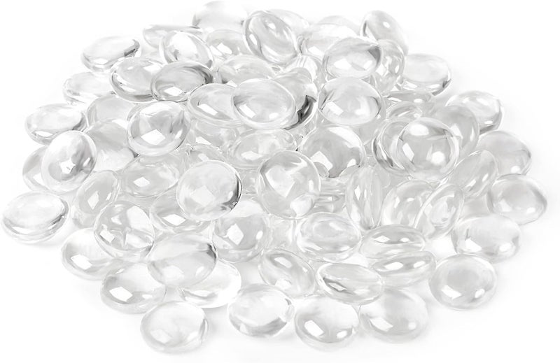 Houseables Glass Stone, Clear Marbles, Pebbles for Vases, 5 LB, 400-500 Stones, Flat Bottom, Round Top, Rocks, Bowl Filler Gems, Iridescent Decor, Decorative Centerpieces, Florist Supplies, Aquarium - Image 1