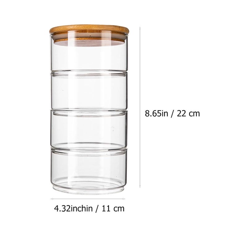 4 Layer Stackable Glass Food Storage Canisters With Lids Airtight Kitchen Pantry Organization - Image 3
