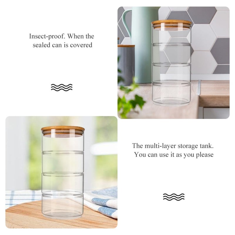 4 Layer Stackable Glass Food Storage Canisters With Lids Airtight Kitchen Pantry Organization - Image 4