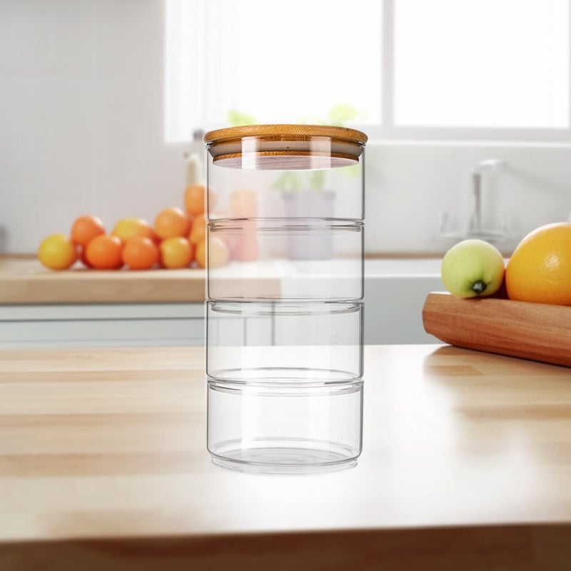 4 Layer Stackable Glass Food Storage Canisters With Lids Airtight Kitchen Pantry Organization - Image 5