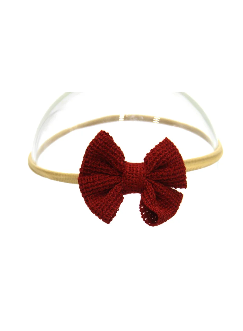 D'Daniela Eira Ribbon Bow Clip Set with Ponytail For Babies and Girls - Maroon