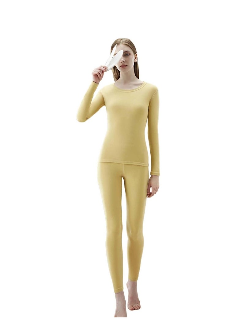 Thermal Underwear for Women, Long Johns Set Long Sleeves Free Cut Fleece Lined Tops Bottoms Base Layer for Cold Weather - Image 2