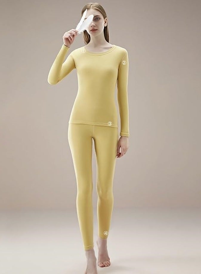 Thermal Underwear for Women, Long Johns Set Long Sleeves Free Cut Fleece Lined Tops Bottoms Base Layer for Cold Weather - Image 4