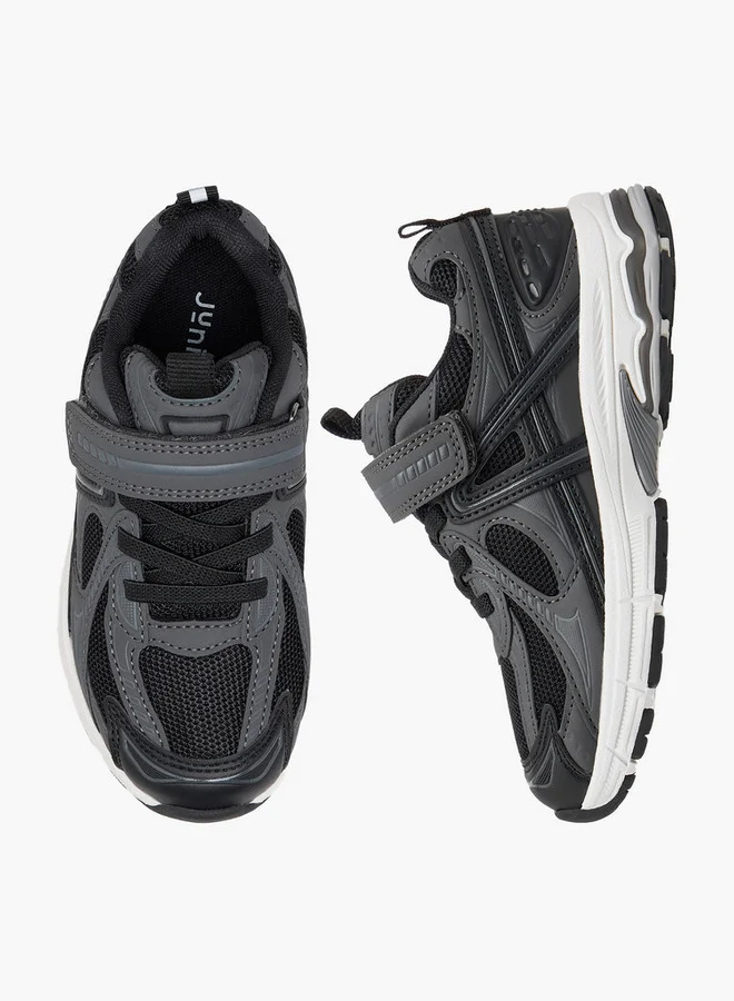 جونيورز Boys Panelled Sneakers with Hook and Loop Closure