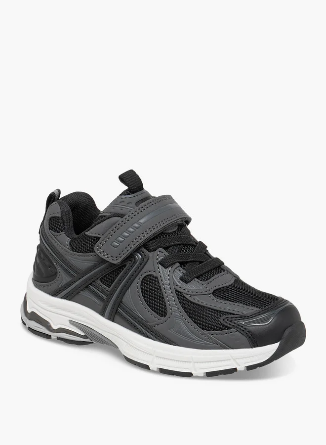 جونيورز Boys Panelled Sneakers with Hook and Loop Closure