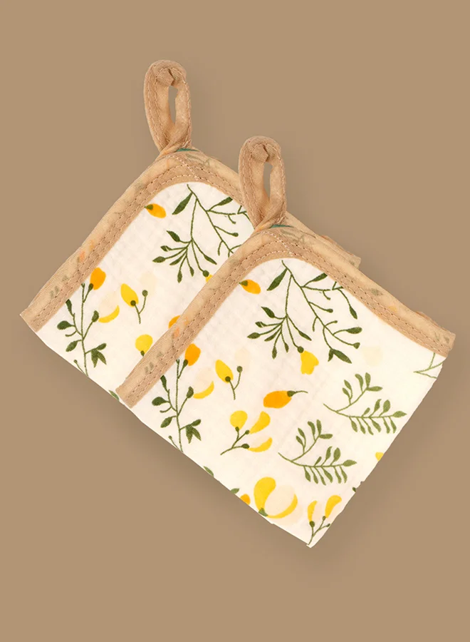 LITTLE SURPRISE BOX Little Surprise Box,Yellow Flower muslin cotton blanket with 2 matching Napkins for Newborn & Infants