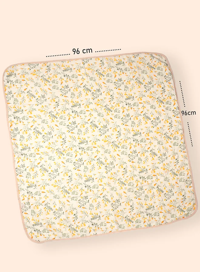 LITTLE SURPRISE BOX Little Surprise Box,Yellow Flower muslin cotton blanket with 2 matching Napkins for Newborn & Infants