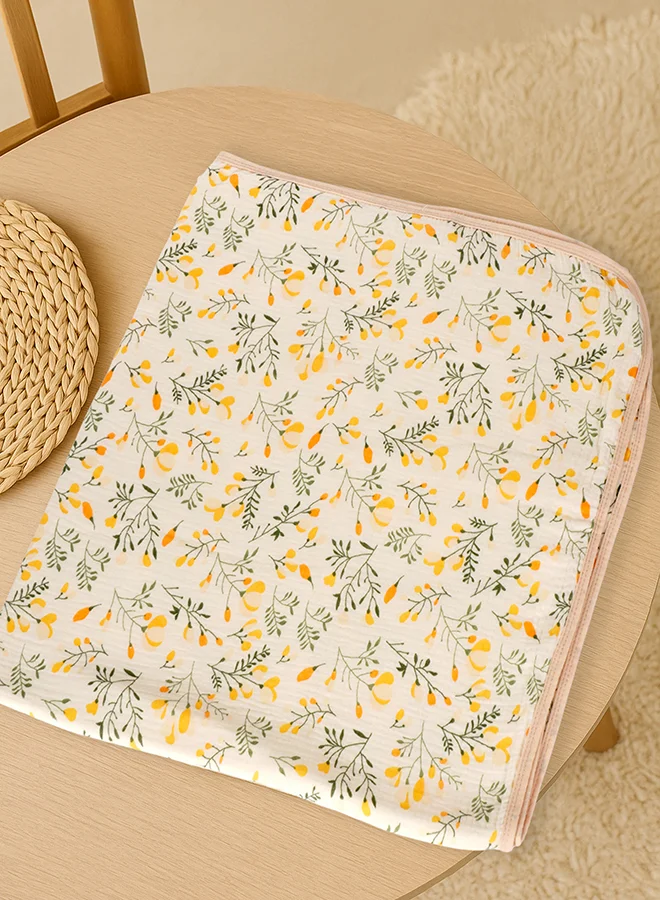 LITTLE SURPRISE BOX Little Surprise Box,Yellow Flower muslin cotton blanket with 2 matching Napkins for Newborn & Infants