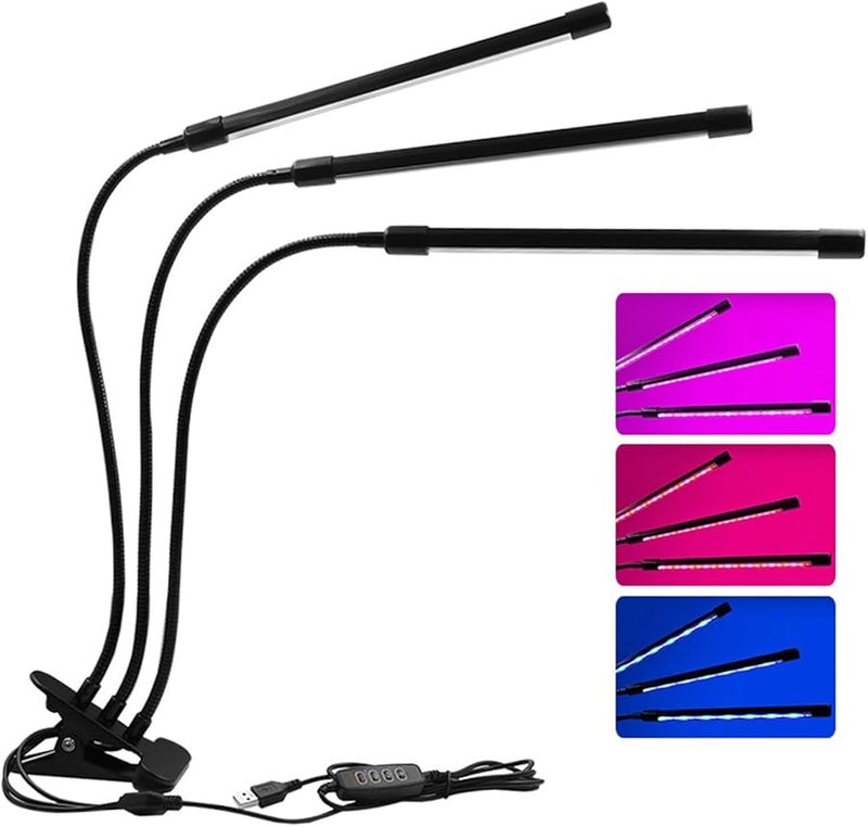 ضوء نبات USB كامل الطيف 30 واط ثلاث أنابيب مع تخفيف 9 تروس وجهاز توقيت 3H9H12H للزراعة الداخلية - Image 2