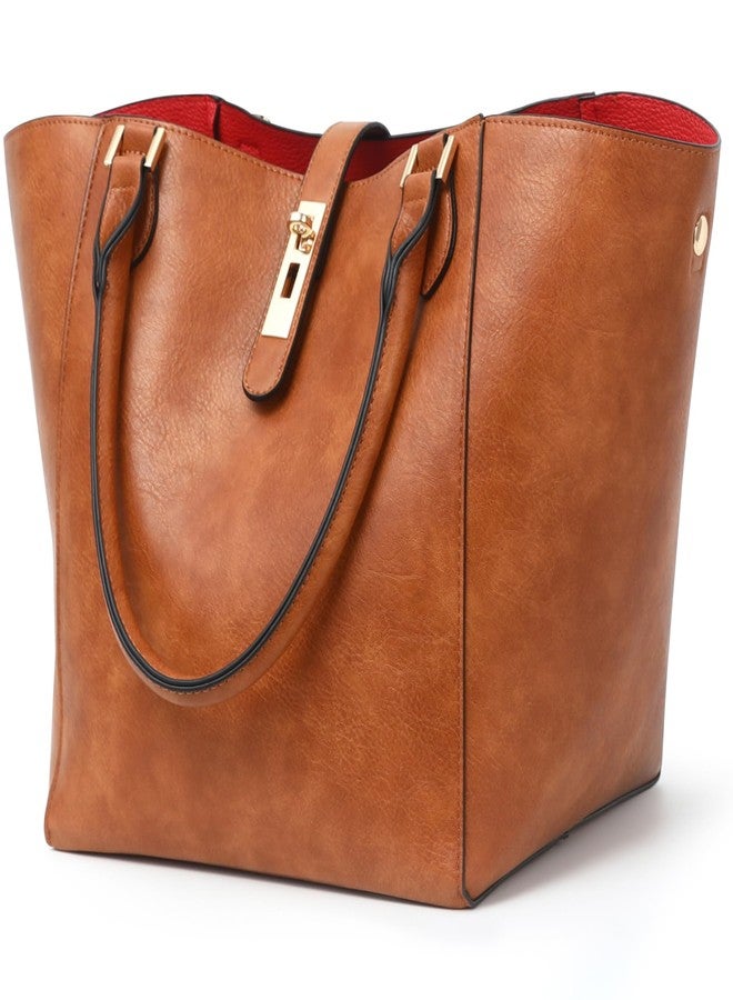 sqlp Shopper Bag Women's Large Leather Handbag for Women Large Handbags Big Bag Work Handbags for Women Shoulder Bags, Brown Patterned, L - Image 1