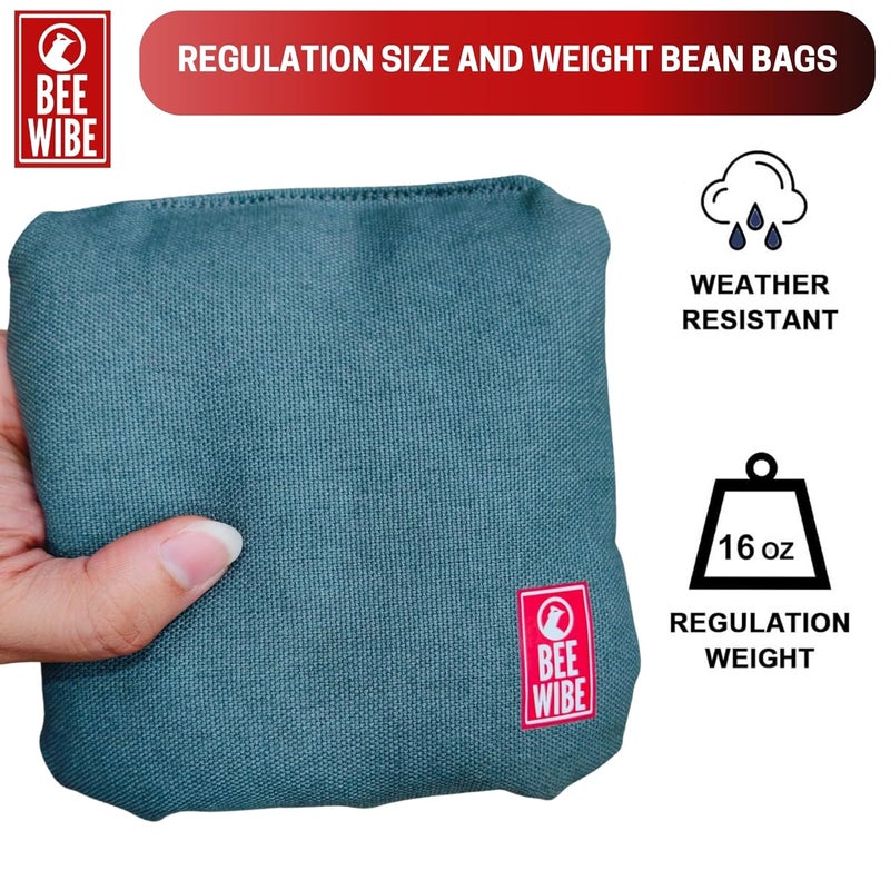 BEEWIBE Set of 4 Official Regulation Cornhole Bags - Dual-Sided, Weather-Resistant Bean Bags for Professional and Casual Play (Sea Green) - Image 4