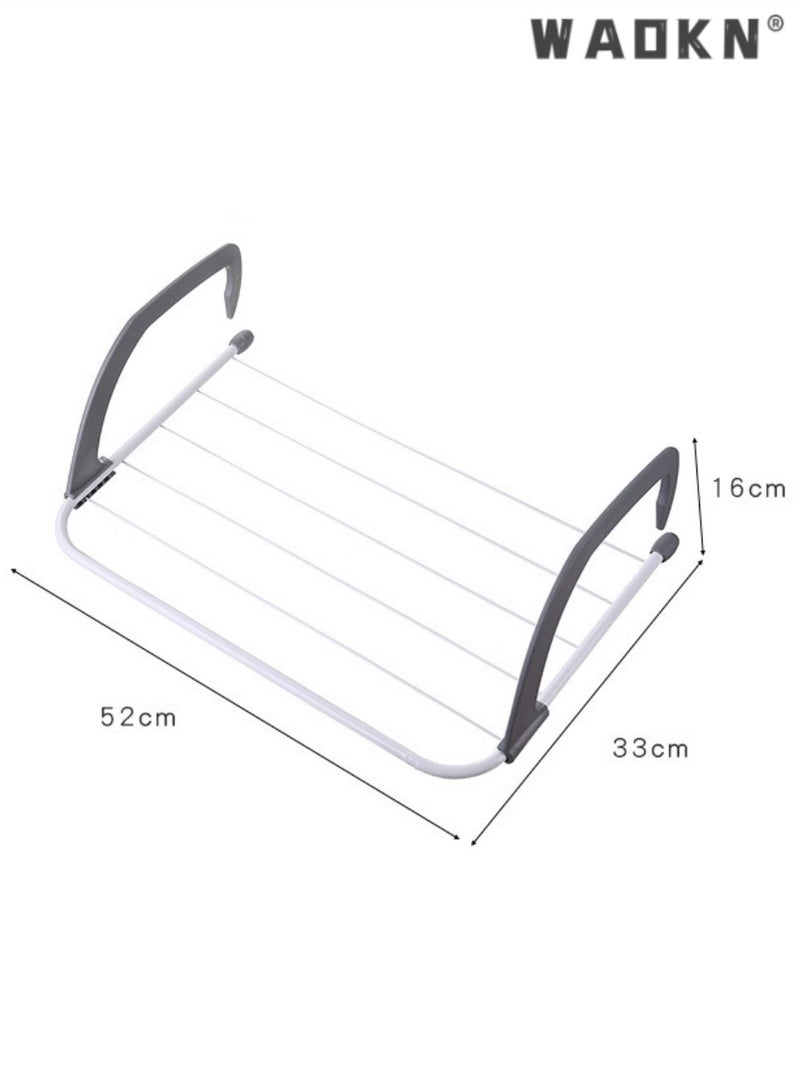 WAOKN Balcony rack Drying rack,Retractable Stainless Steel Folding Laundry Towel Hanging for Balcony Windowsill Fence Guardrail Clothes Drying Rack with Clips  - Image 5
