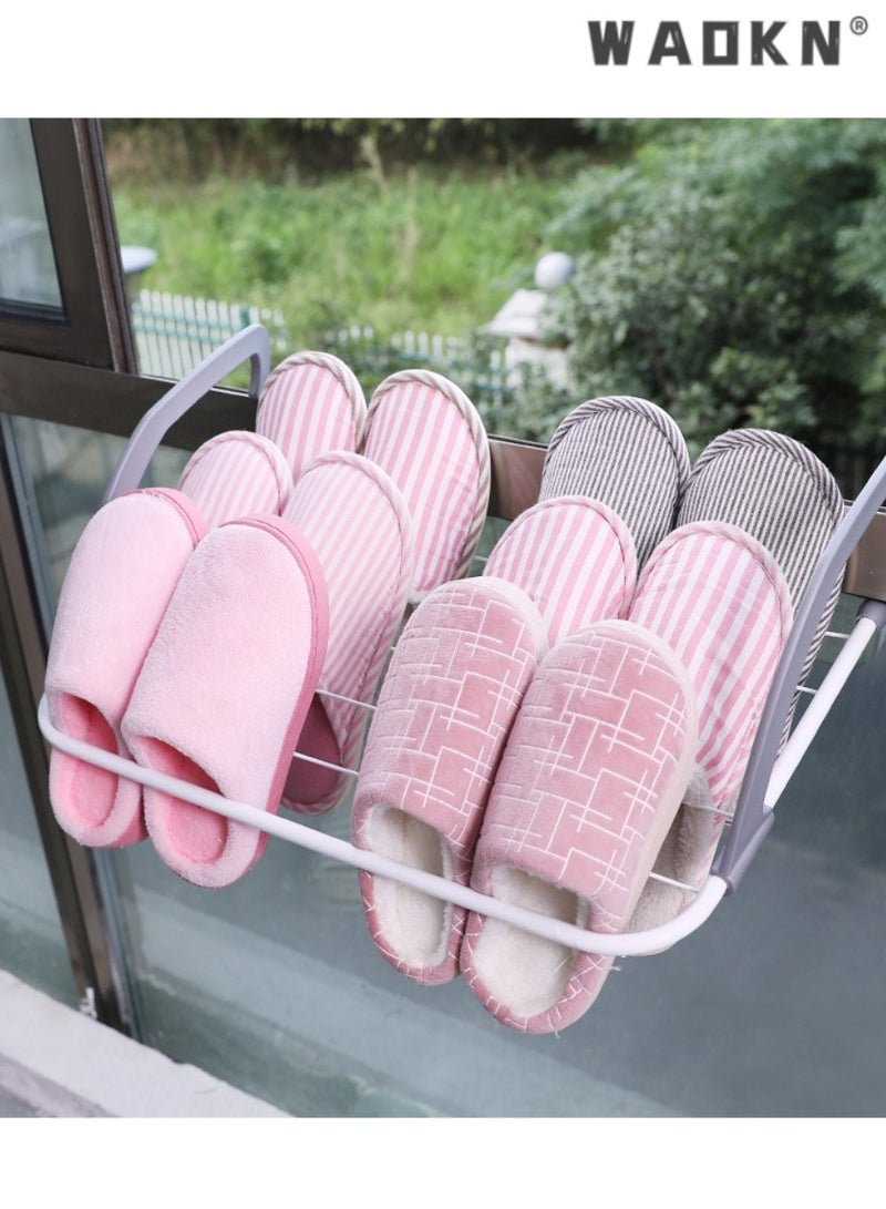 WAOKN Balcony rack Drying rack,Retractable Stainless Steel Folding Laundry Towel Hanging for Balcony Windowsill Fence Guardrail Clothes Drying Rack with Clips  - Image 2
