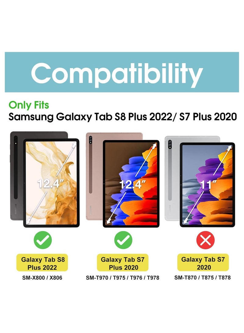 Procases Galaxy Tab S8 Plus/S7 Plus Case 12.4" 2022 2020 with S Pen Holder, Slim Stand Protective Folio Case Smart Cover for X800/X806/T970/T975/T976/T978 -Black - Image 2