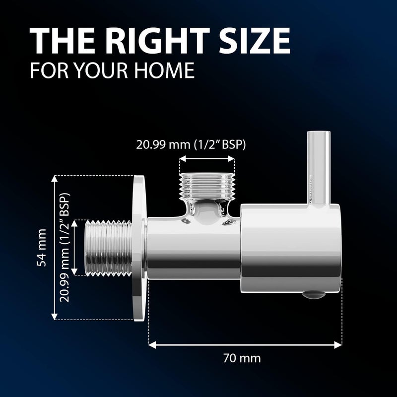ENNIUS Angle walve for bathroom - Brass Angle Valve With Wall Flange, Brass Disc Stop Cock for Bathroom Taps, Geyser and Wash Basin Connection with Chrome Finish (Pack of 1, Angle Valve Solo) - Image 3