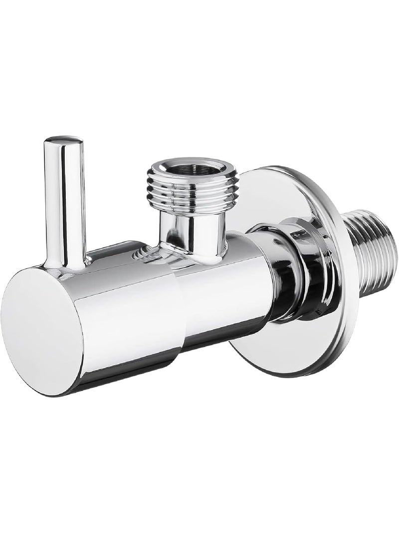 ENNIUS Angle walve for bathroom - Brass Angle Valve With Wall Flange, Brass Disc Stop Cock for Bathroom Taps, Geyser and Wash Basin Connection with Chrome Finish (Pack of 1, Angle Valve Solo) - Image 1
