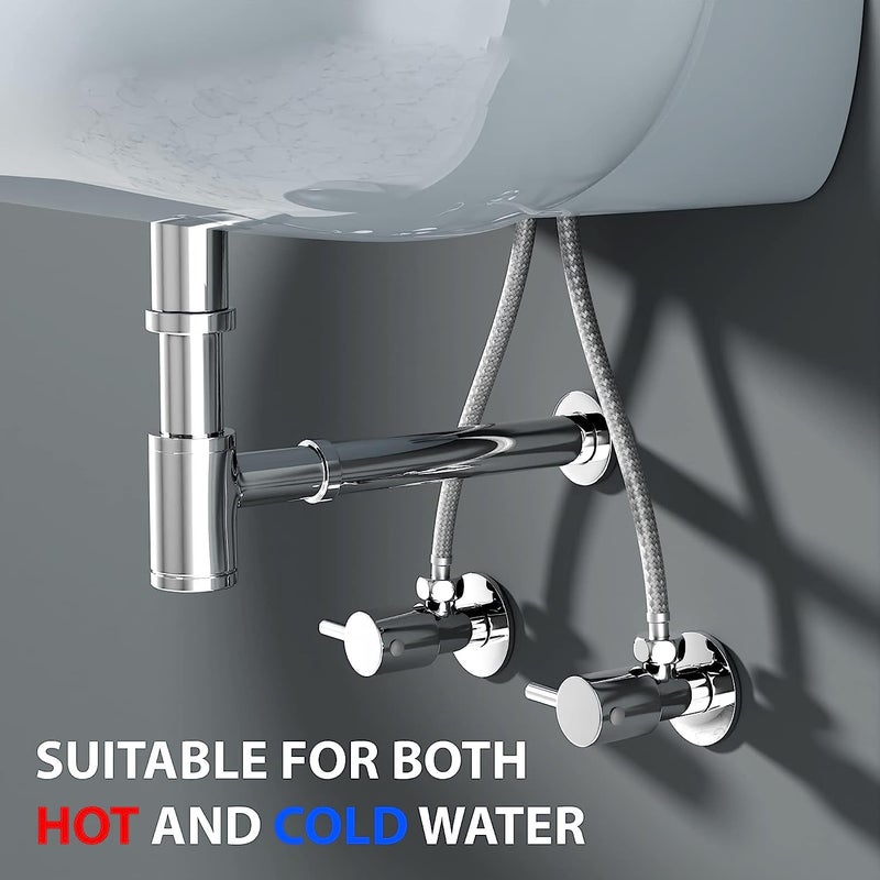 ENNIUS Angle walve for bathroom - Brass Angle Valve With Wall Flange, Brass Disc Stop Cock for Bathroom Taps, Geyser and Wash Basin Connection with Chrome Finish (Pack of 1, Angle Valve Solo) - Image 4