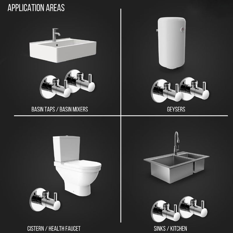 ENNIUS Angle walve for bathroom - Brass Angle Valve With Wall Flange, Brass Disc Stop Cock for Bathroom Taps, Geyser and Wash Basin Connection with Chrome Finish (Pack of 1, Angle Valve Solo) - Image 5