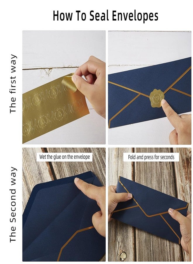 Topeen 30 Pack Thick #10 Business Envelopes with Gold Border, 4 1/8 x 9 1/2 Thick Paper Standard Envelopes with Stickers for Office, Checks, Letter Mailing, Invoices (Navy Blue) - Image 3