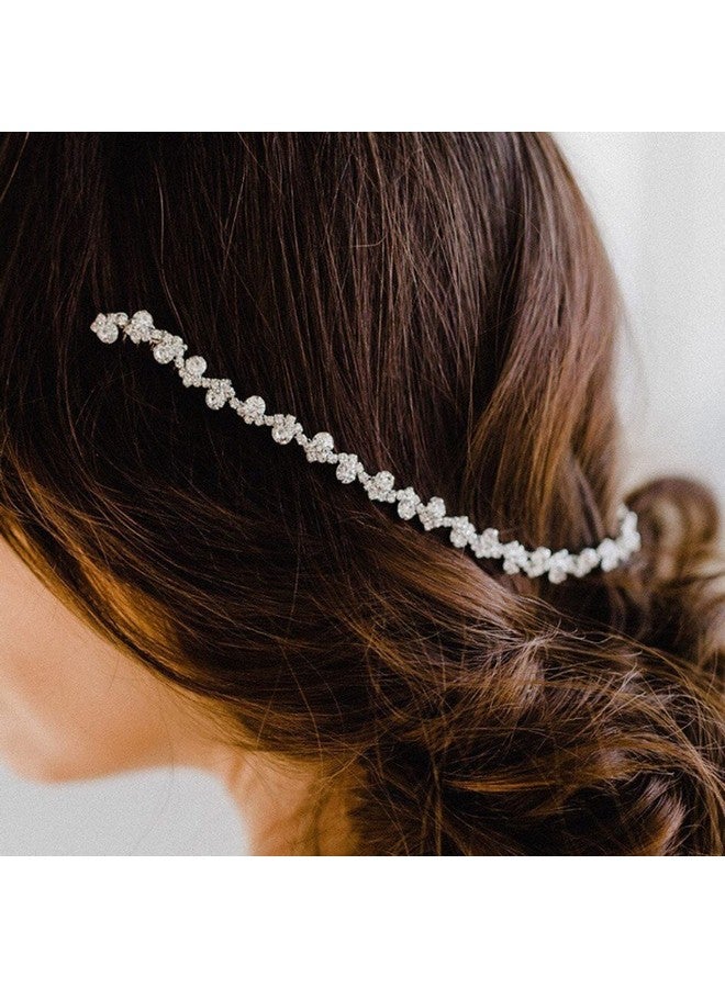 Asphire Vintage Crystal Headband With Side Combs Sparkling Rhinestone Head Chain Iced Out Hair Vine Prom Party Festival Hair Accessories For Women Silver - Image 2
