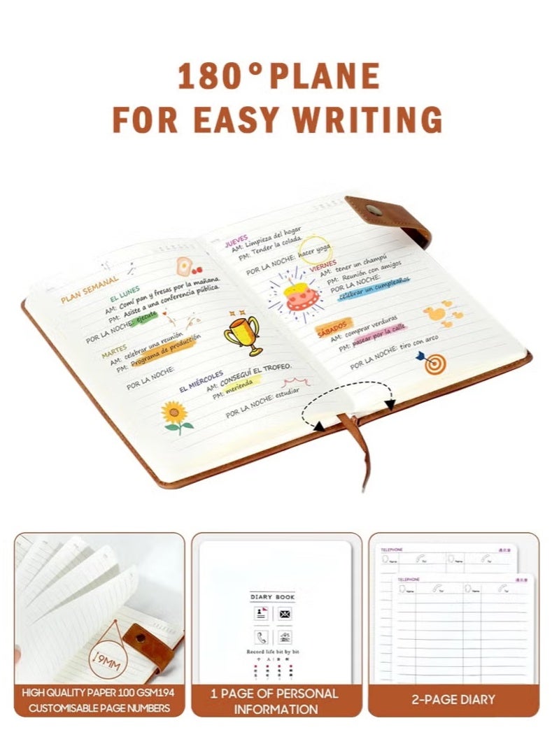 BiuTFon A5 Notebook with Pen, Hardcover Notebook with Pocket, Ruled Notepad School Supplies for Office Office, Business Travel - Image 4