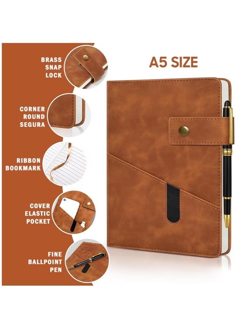 BiuTFon A5 Notebook with Pen, Hardcover Notebook with Pocket, Ruled Notepad School Supplies for Office Office, Business Travel - Image 2