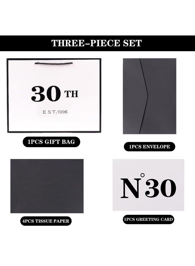 Jaywayang 30th Birthday White Black Large Gift Bag with Card and Tissue Paper, Metallic Printing Keepsake Gift Vintage Bag for Men Women, 1994 Wife Husband 30 Year Old Party Paper Bag for Gifts Wrapping. - Image 5